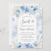 Blauwe Bloementuin Zoet Zestien 16 Verjaardag Kaart (Voorkant)