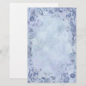 Blauwe bloemenwervelingen briefpapier (Voorkant / Achterkant)