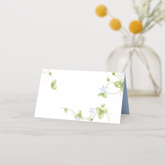Blauwe Bloemenwijnstokken Bruiloft Gevouwen Plaats Plaatskaartje (Achterkant)