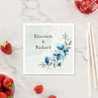 Blauwe bloemetjes servet