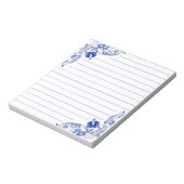 Blauwe bloemhoeken notitieblok (Linkerzijde)