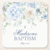 Blauwe Bloemhortensia Botanische Bloemen Doop Kartonnen Onderzetters (Voorkant)