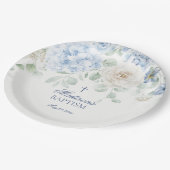 Blauwe Bloemhortensia Botanische Bloemen Doop Papieren Bordje (Gekanteld)