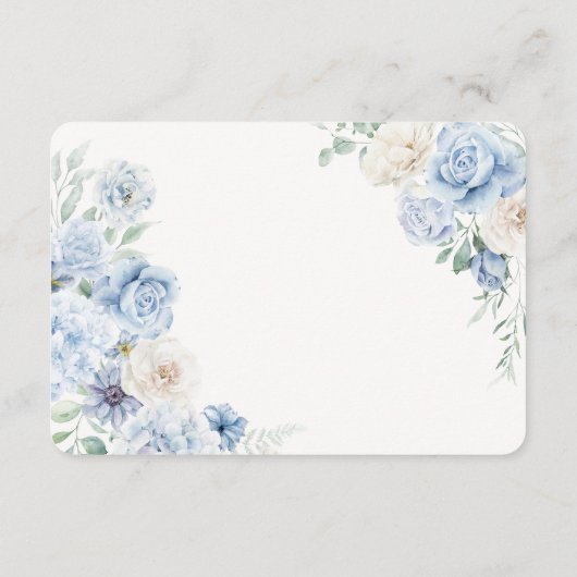 Blauwe Bloemhortensia Botanische bruiloft RSVP Informatiekaartje (Achterkant)