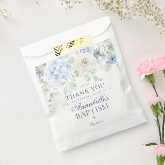 Blauwe Bloemhortensia Botanische Doop Dessert Bedankzakje (Gezegeld)