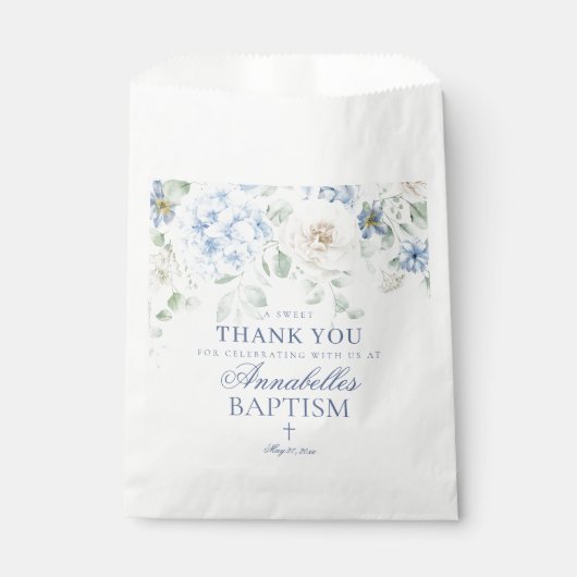 Blauwe Bloemhortensia Botanische Doop Dessert Bedankzakje (Voorkant)