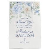 Blauwe Bloemhortensia Botanische doop gunst Medium Cadeauzakje (Achterkant)