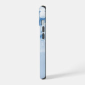 Blauwe bloemige achtergrond iPhone 15 case (Linkerkant)