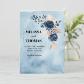 Blauwe Bloemige Aquarel Save The Date Aankondiging (Staand voorkant)