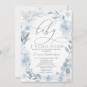 Blauwe bloemige baby Het is koud buiten Baby Showe Kaart (Voorkant)