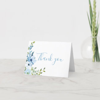 Blauwe Bloemige Baby Shower Bedankkaart