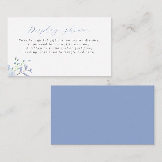 Blauwe Bloemige Baby Shower Display Shower Enclosu Informatiekaartje (Voorkant / Achterkant)