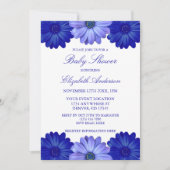 Blauwe bloemige babyshower kaart (Voorkant)