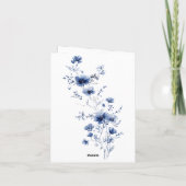 Blauwe bloemige bedankkaart (Achterkant)
