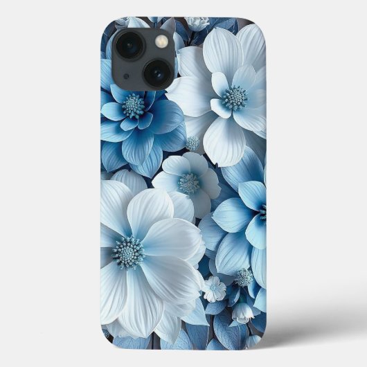 Blauwe Bloemige Bladeren Dagelijkse Bescherming Gr Case-Mate iPhone Case (Achterkant)