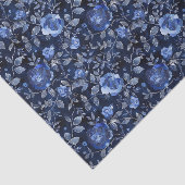 Blauwe Bloemige Bladeren Verjaardag Tissuepapier (Detail)