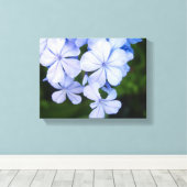 Blauwe Bloemige Bokeh Canvas Afdruk (Insitu (Houten vloer))