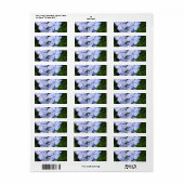 Blauwe Bloemige Bokeh Etiket (Full Sheet)