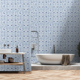 Blauwe Bloemige Botanische Elegante Vintage Bloem Behang
