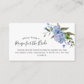 Blauwe Bloemige Bruidsborrel Recept Verzoek Informatiekaartje (Voorkant)