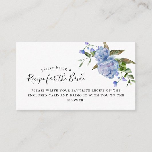 Blauwe Bloemige Bruidsborrel Recept Verzoek  Informatiekaartje (Voorkant)
