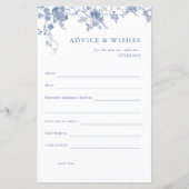 Blauwe bloemige bruidsbruiloft advies & wensen kaa (Voorkant)