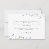 Blauwe bloemige bruidsdouche bedankkaart (Achterkant)