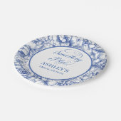 Blauwe bloemige bruidsdouche papieren bordje (Gekanteld)