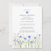 Blauwe bloemige bruidsdouche, zomerse wilde bloeme kaart (Voorkant)