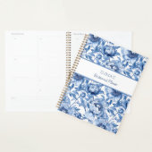 Blauwe Bloemige Bruidsmeisje Gepersonaliseerde Naa Planner (Display)
