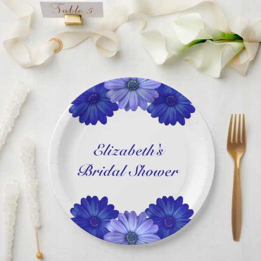 Blauwe Bloemige Bruidsmeisjes Borrel Papieren Bordje (Huwelijk)