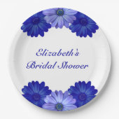 Blauwe Bloemige Bruidsmeisjes Borrel Papieren Bordje (Voorkant)