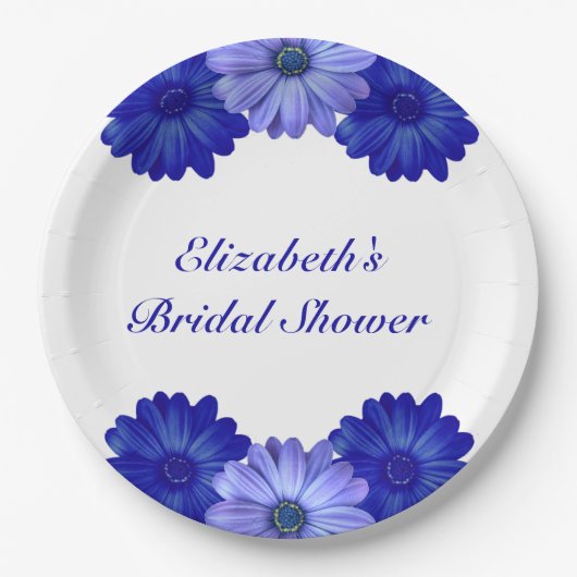 Blauwe Bloemige Bruidsmeisjes Borrel Papieren Bordje (Voorkant)