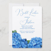 Blauwe Bloemige Bruiloft Feest Hydrangea Uitnodigi Kaart (Voorkant)