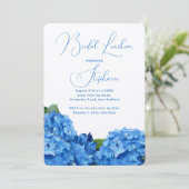 Blauwe Bloemige Bruiloft Feest Hydrangea Uitnodigi Kaart (Staand voorkant)