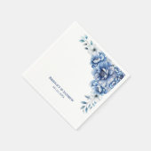 Blauwe Bloemige Bruiloft Servet (Hoek)