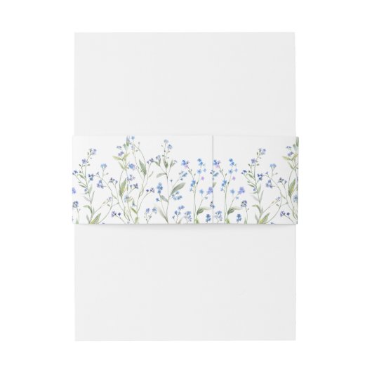 Blauwe Bloemige Bruiloft Uitnodigingen Wikkel (Achterkant Voorbeeld)