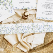 Blauwe Bloemige Bruiloft Uitnodigingen Wikkel