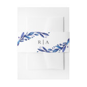 Blauwe bloemige bruiloft. Waterverf botanische win Uitnodigingen Wikkel (Voorkant Voorbeeld)