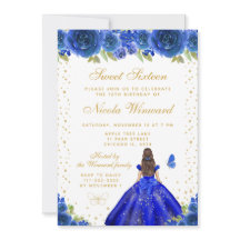 Blauwe Bloemige Bruine Haar Prinses Sweet Sixteen