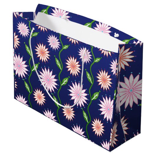 Blauwe bloemige cadeautas (Achterkant Gekanteld)