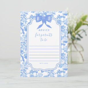 Blauwe Bloemige Chinoiserie Baby Shower Advieskaar Kaart