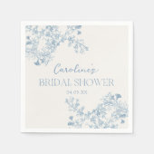 Blauwe bloemige Chinoiserie Bruiloftsshower Servet (Voorkant)