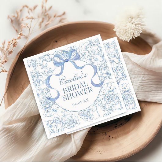 Blauwe bloemige Chinoiserie Bruiloftsshower servet