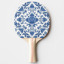 Blauwe Bloemige Chinoiserie Witte Waterverf Tafeltennisbatje