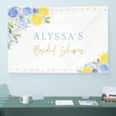 Blauwe Bloemige Citroen Hoofd Pers Bruidsdiner Spandoek (Beurs)