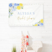 Blauwe Bloemige Citroen Hoofd Pers Bruidsdiner Spandoek (Insitu)