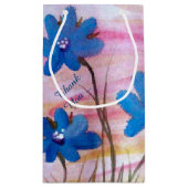 Blauwe bloemige dank je cadeauzakje (Achterkant)
