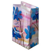 Blauwe bloemige dank je cadeauzakje (Achterkant Gekanteld)