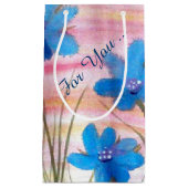 Blauwe bloemige dank je cadeauzakje (Voorkant)
